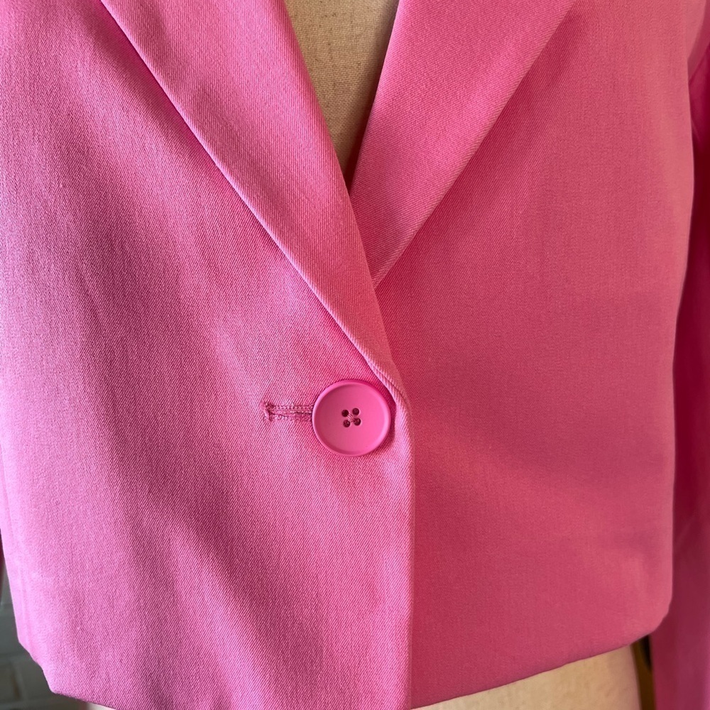 Derek Lam 10 Crosby cropped single breasted blazer pink size M barbiecore - Picture 3 of 10